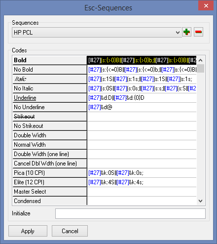 dos print sequences epson compatible